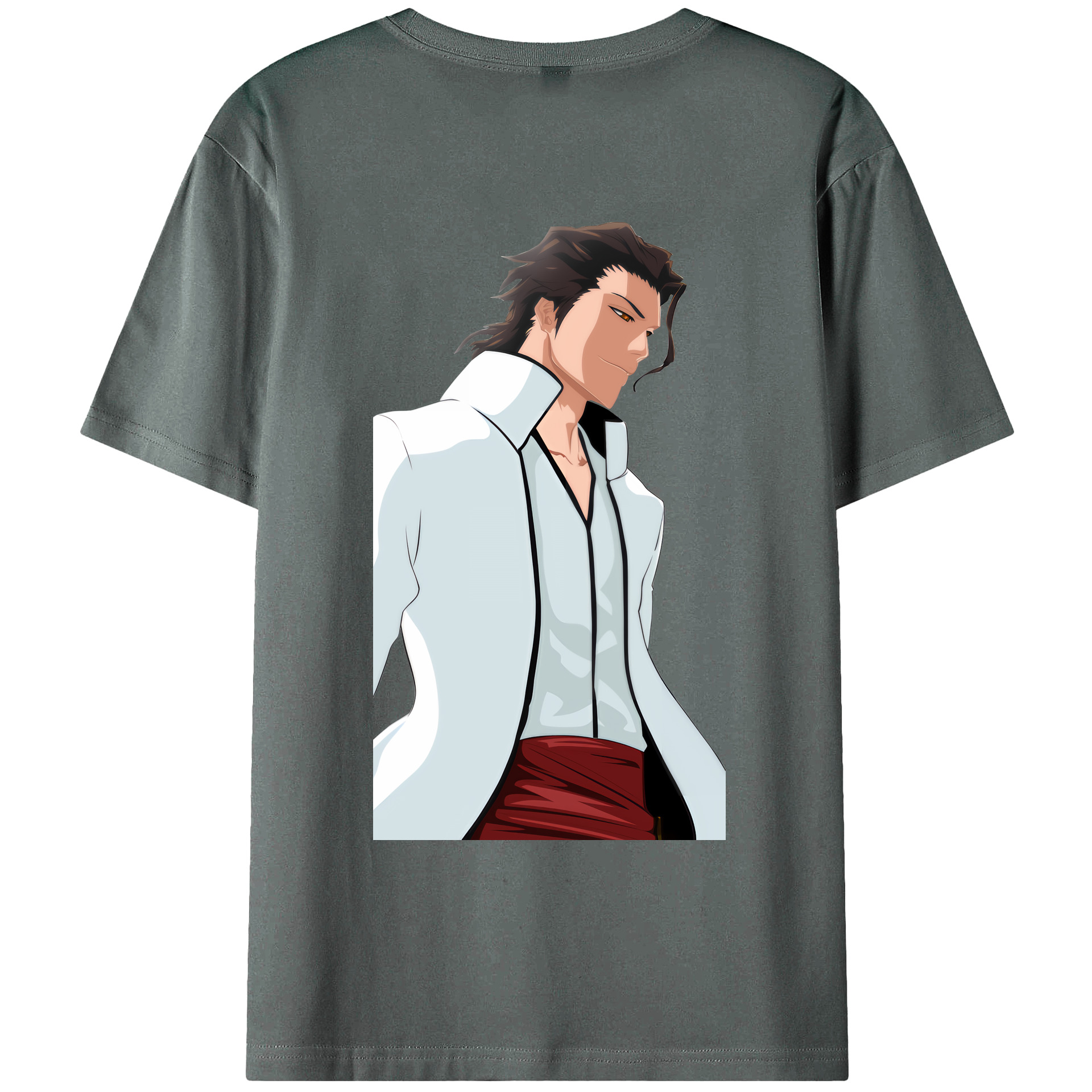 （画像用） ブリーチ 藍染 惣右介（あいぜん そうすけ） BLEACH Aizen Sousuke 綿100％ メンズ半袖Tシャツ（バックプリント） 通気性